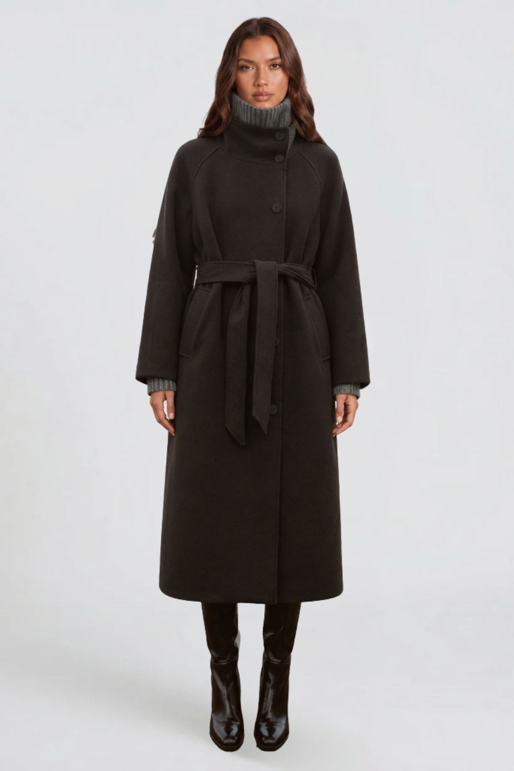 Manteau Adriana marron, vue de face