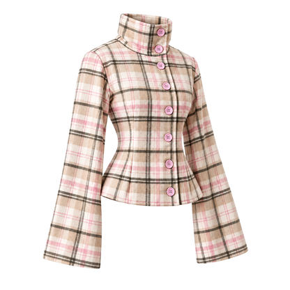 Veste Rosalie à carreaux, de profil