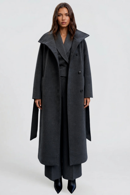 Manteau Adriana gris foncé, col relevé