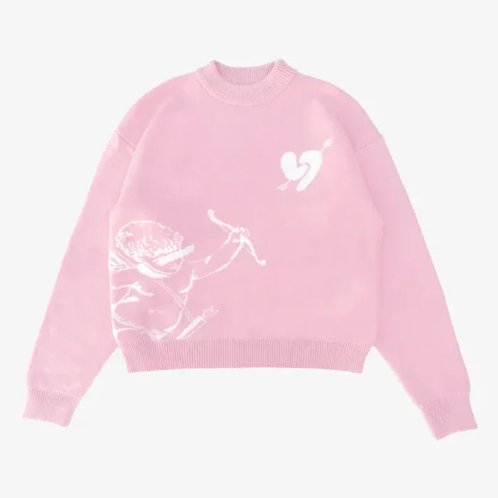 Pull Capucine rose, de face