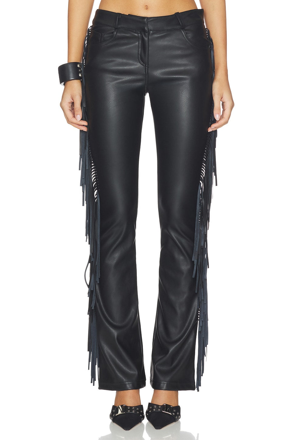 Pantalon Katia à franges, détail des franges