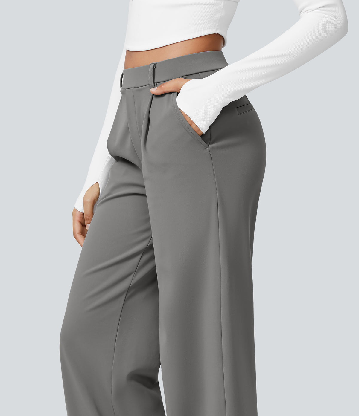 Pantalon Clémence gris, poche latérale