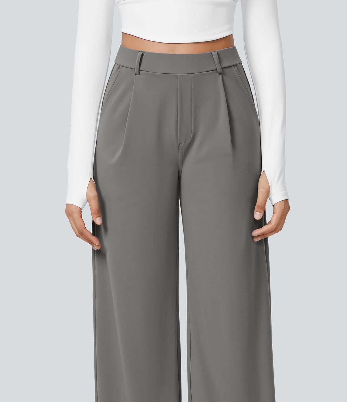 Pantalon Clémence gris, plis devant