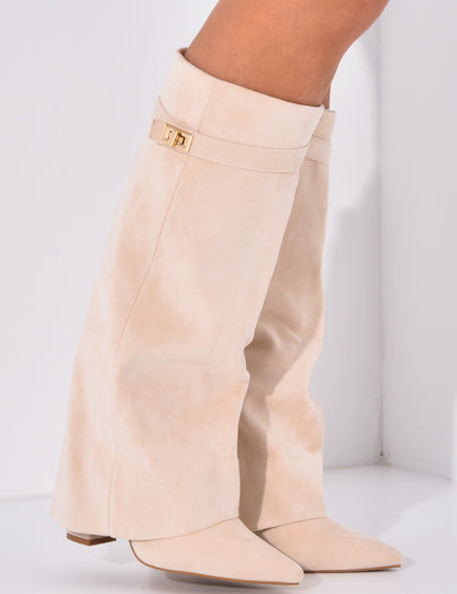 Bottes Élise beige, de profil