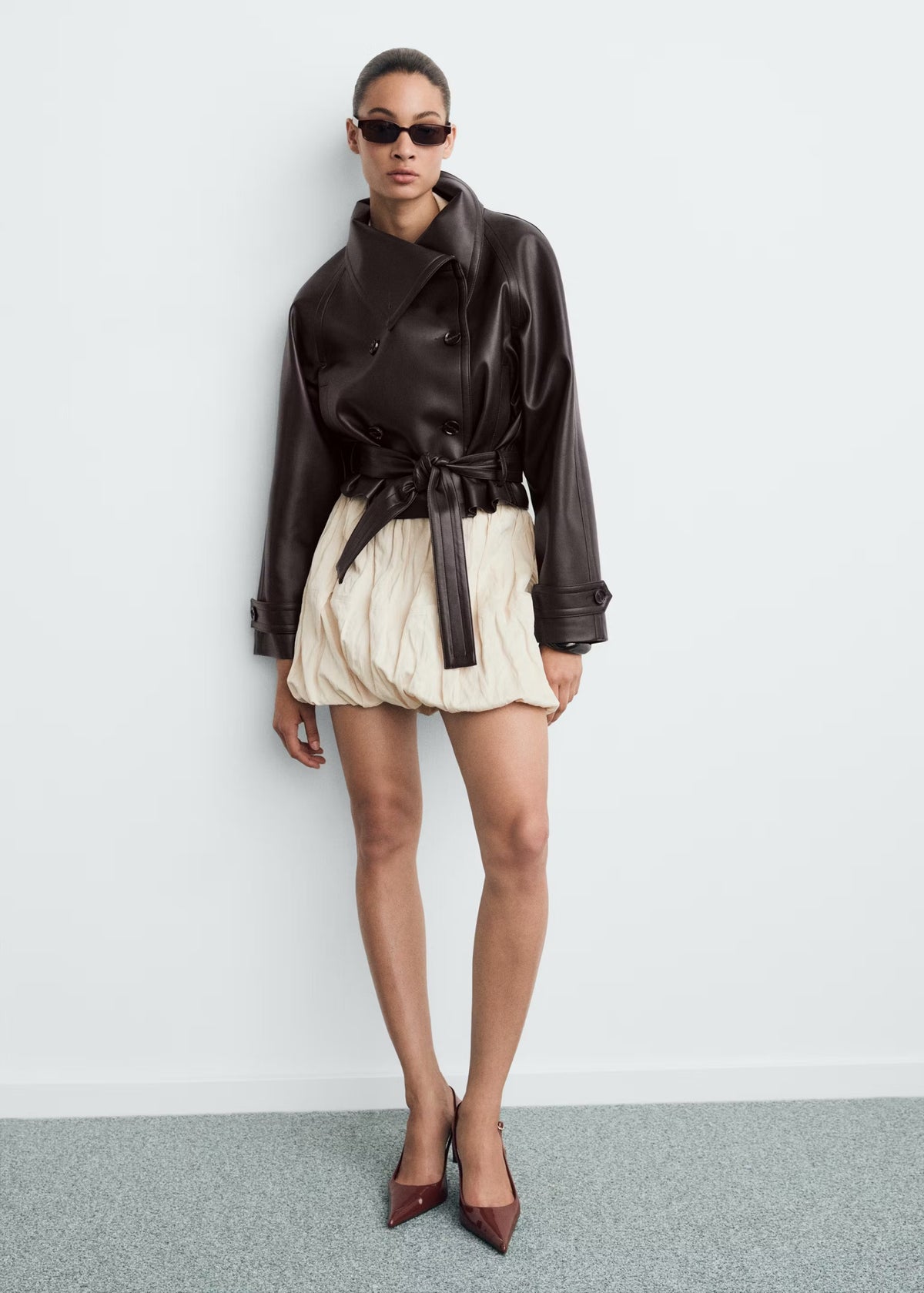Veste Lucie en simili cuir chocolat