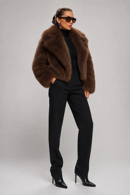 Veste Joséphine en fausse fourrure café